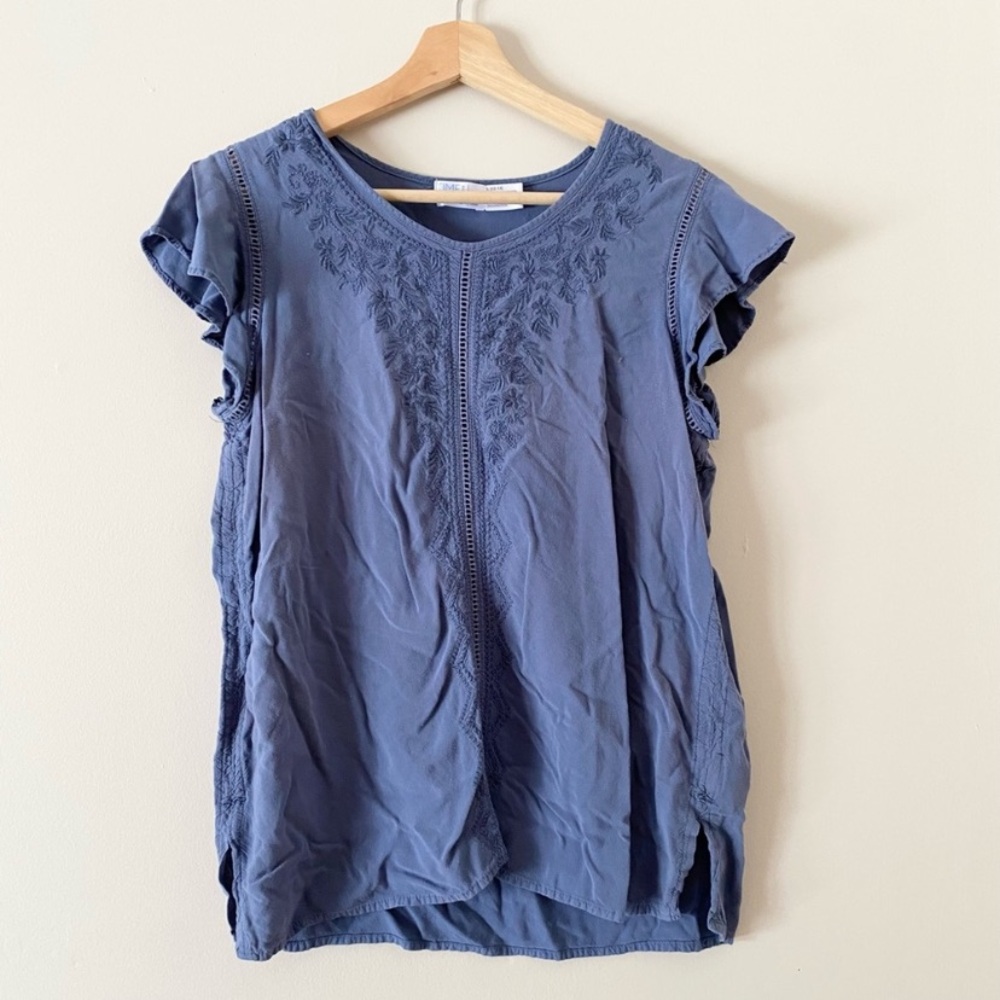 Time and Tru • Embroidered Blue Top